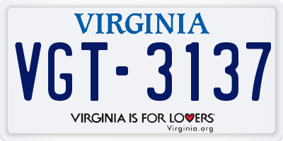 VA license plate VGT3137