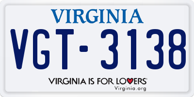 VA license plate VGT3138