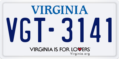 VA license plate VGT3141