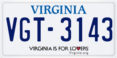 VA license plate VGT3143