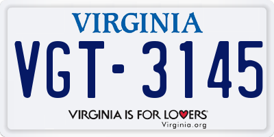 VA license plate VGT3145