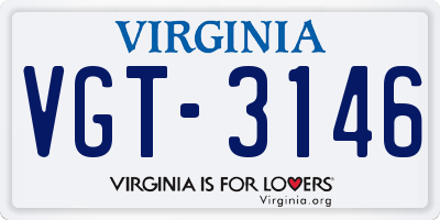 VA license plate VGT3146