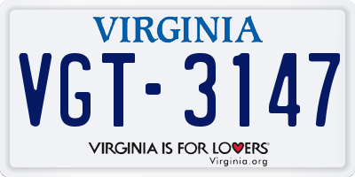 VA license plate VGT3147