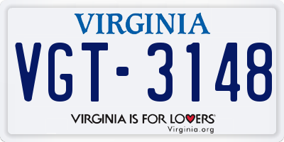 VA license plate VGT3148