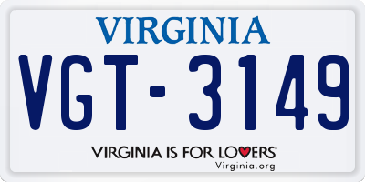VA license plate VGT3149