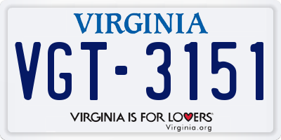 VA license plate VGT3151