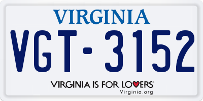 VA license plate VGT3152