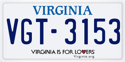 VA license plate VGT3153