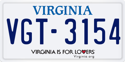 VA license plate VGT3154