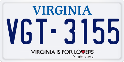 VA license plate VGT3155