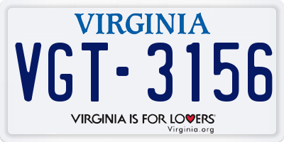 VA license plate VGT3156