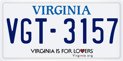 VA license plate VGT3157