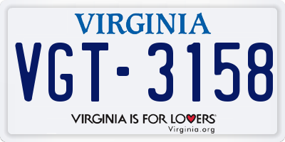 VA license plate VGT3158
