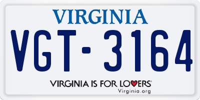 VA license plate VGT3164