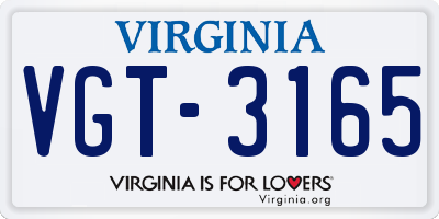 VA license plate VGT3165