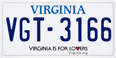 VA license plate VGT3166
