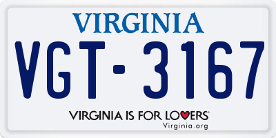 VA license plate VGT3167