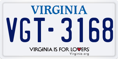 VA license plate VGT3168