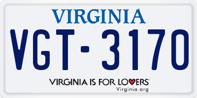 VA license plate VGT3170