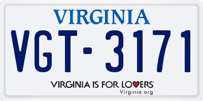 VA license plate VGT3171