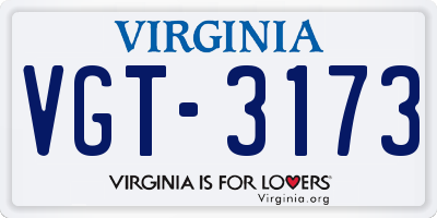 VA license plate VGT3173