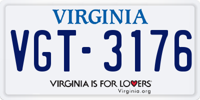 VA license plate VGT3176