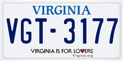 VA license plate VGT3177