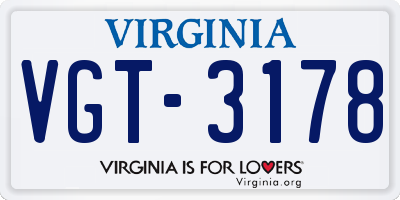 VA license plate VGT3178