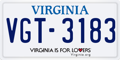 VA license plate VGT3183