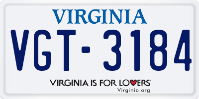 VA license plate VGT3184