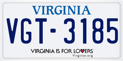 VA license plate VGT3185