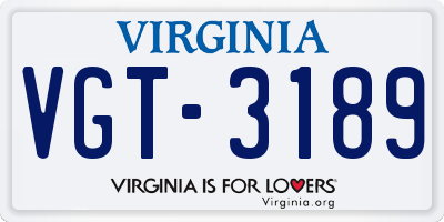 VA license plate VGT3189