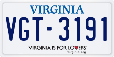 VA license plate VGT3191