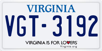 VA license plate VGT3192
