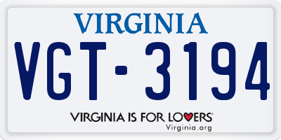 VA license plate VGT3194