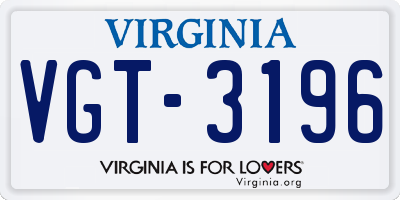 VA license plate VGT3196