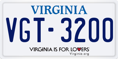 VA license plate VGT3200