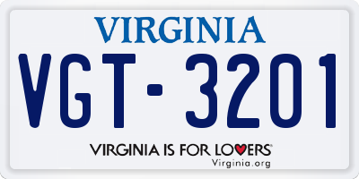 VA license plate VGT3201