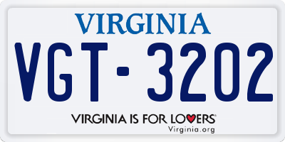 VA license plate VGT3202