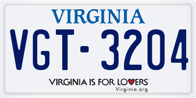 VA license plate VGT3204