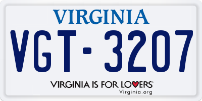 VA license plate VGT3207
