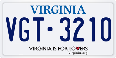 VA license plate VGT3210