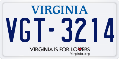 VA license plate VGT3214