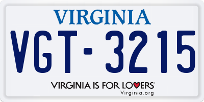 VA license plate VGT3215