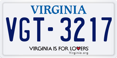 VA license plate VGT3217