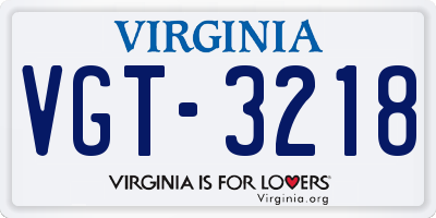 VA license plate VGT3218