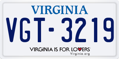 VA license plate VGT3219