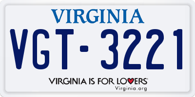 VA license plate VGT3221