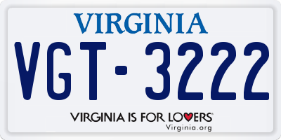 VA license plate VGT3222