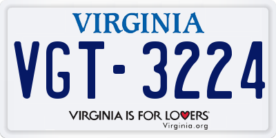 VA license plate VGT3224
